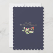 ネイビーブルーウォーターカラーフローラブライダルシャワー 招待状 (裏面)