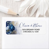 ネイビーブルーウォーターカラーフローラ ラベル (インサイチュ)