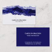 ネイビーブルーウォーターカラーブラシストロークミニマリスト 名刺 (正面/裏面)