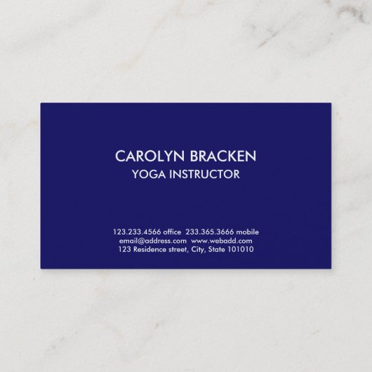 ネイビーブルーウォーターカラーブラシストロークミニマリスト 名刺 (裏面)