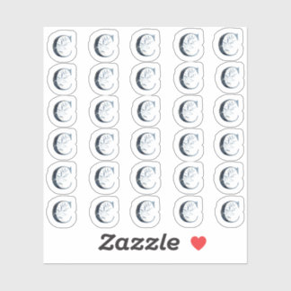 ネイビーブルーウォーターカラーレター"C"ミニシール シール