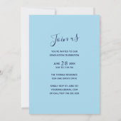 ネイビーブルーウォーターカラー写真卒業パーティー 招待状 (裏面)