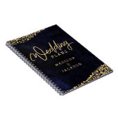 ネイビーブルーウォーターカラー金ゴールド紙吹雪ウェディングプランナー ノートブック (右側)