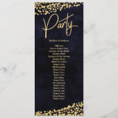 ネイビーブルーウォーターカラー金ゴールド紙吹雪結婚式 プログラム (裏面)