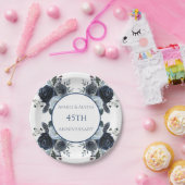 ネイビーブルーウォーターカラー45/65thサファイア記念日 ペーパープレート (パーティー)