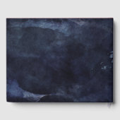 ネイビーブルーウォーターカラー&バラ金ゴールド結婚ズモノグラム ゲストブック (裏面)