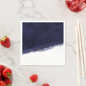 ネイビーブルーウォーターカラー&金ゴールドシモダンックエレガント スタンダードカクテルナプキン (インサイチュ)