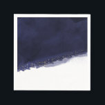 ネイビーブルーウォーターカラー&金ゴールドシモダンックエレガント スタンダードカクテルナプキン<br><div class="desc">カスタマイズイベント独自の文字を追加する、または削除離れする。</div>