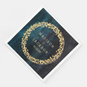 ネイビーブルーウォーターカラー&金ゴールド紙吹雪結婚ズ (コーナー)