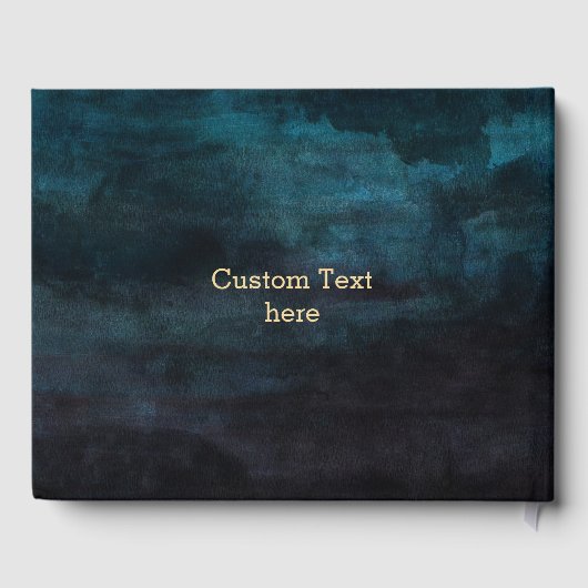 ネイビーブルーウォーターカラー&金ゴールド結婚ズモノグラム ゲストブック (裏面)