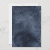 ネイビーブルーウォーターカラー&金ゴールド結婚ズ 招待状 (裏面)