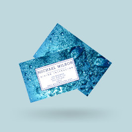 ネイビーブルーウォーターバブル – スキューバダイビングインストラクター 名刺