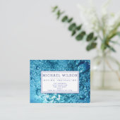 ネイビーブルーウォーターバブル – スキューバダイビングインストラクター 名刺 (スタンド正面)