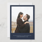 ネイビーブルーウォーターバラフローラ写真結婚の 招待状 (裏面)