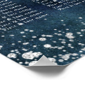 ネイビーブルーウォーター結婚カラーシルバーの座席表 ポスター (角)