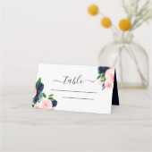 ネイビーブルーウォーター結婚カラーフローラ座席表 プレイスカード (正面)