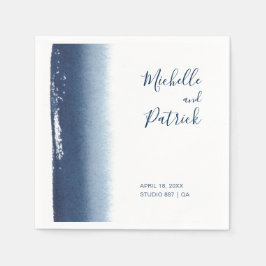 ネイビーブルーウォーター結婚カラー スタンダードカクテルナプキン