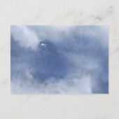 ネイビーブルーウォーター結婚カラー、フローラのQRコードRSVP エンクロージャーカード (裏面)