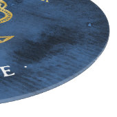 ネイビーブルーウォーター色のいかり航海の追加ボート名 カッティングボード (角)