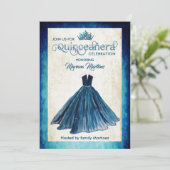 ネイビーブルーウォーター色の手描きボールドレスカーンス 招待状 (スタンド正面)