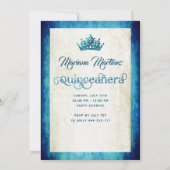 ネイビーブルーウォーター色の手描きボールドレスカーンス 招待状 (裏面)