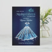 ネイビーブルーウォーター色の手描きボールドレスカーンス 招待状 (スタンド正面)