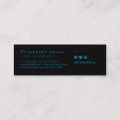 ネイビーブルーウォーター色の波状抽象芸術モノグラム スキニー名刺 (裏面)