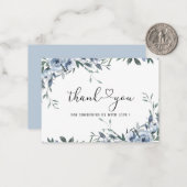 ネイビーブルーウォーター色の花と葉ベビーショー ノートカード (正面/裏面インサイチュ)