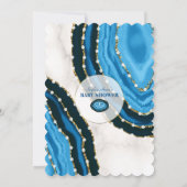 ネイビーブルーウォーター色アゲイト真珠ベビーシャワー 招待状 (裏面)