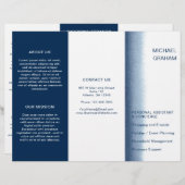 ネイビーブルーウォーター色ビジネスモダンパンフレット (正面/裏面)