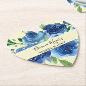 ネイビーブルーウォーター色モダンフローライエロービジネス ペーパーコースター (アングル)