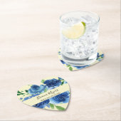 ネイビーブルーウォーター色モダンフローライエロービジネス ペーパーコースター (インサイチュ)