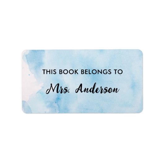 ネイビーブルーウォーター色先生ブックの所属先 ラベル (正面)