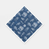 ネイビーブルーウォーター色海海洋動物 スタンダードランチョンナプキン (角)