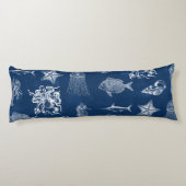 ネイビーブルーウォーター色海海洋動物 ボディピロー (裏面)