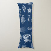 ネイビーブルーウォーター色海海洋動物 ボディピロー (正面縦)