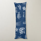ネイビーブルーウォーター色海海洋動物 ボディピロー (裏面 (縦))