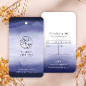 ネイビーブルーウォーター色衣料つるラベルラベル