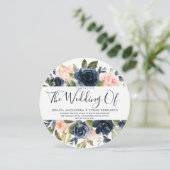 ネイビーブルーウォーター赤面結婚花 招待状 (スタンド正面)