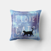 ネイビーブルーウォーター銀河系と猫 クッション (裏面)