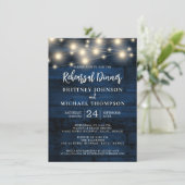 ネイビーブルーウッドストリングライトリハーサルディナー 招待状 (スタンド正面)