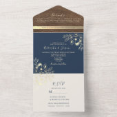 ネイビーブルーウッドフォトオールインワンウェディング招待 オールインワン招待状 (内側)