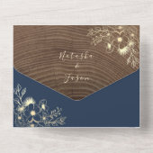 ネイビーブルーウッドフォトオールインワンウェディング招待 オールインワン招待状 (裏面)