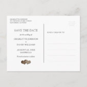 ネイビーブルーウッドフローラレース結婚式の日付を保存 案内ポストカード (裏面)