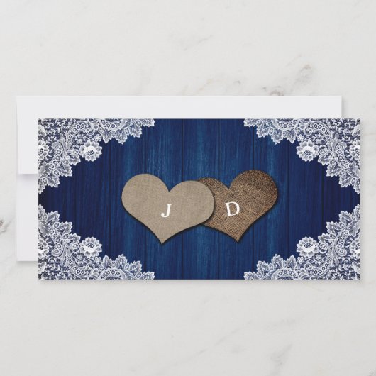 ネイビーブルーウッドレースひまわりサンフラワーありがとうフォトカード サンキューカード (裏面)