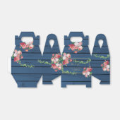 ネイビーブルーウッドヴィンテージピンクローズ&金ゴールドズ結婚ズ フェイバーボックス (折り畳みなし)