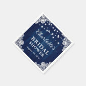 ネイビーブルーウッド素朴レースブライダルシャワー スタンダードカクテルナプキン (角)