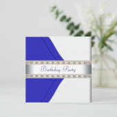 ネイビーブルーウーマンズバースデーパーティー 招待状 (スタンド正面)