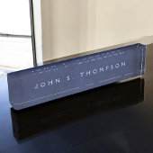 ネイビーブルーエグゼクティブプロフェッショナルクラスモダン デスクネームプレート