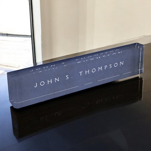 ネイビーブルーエグゼクティブプロフェッショナルクラスモダン デスクネームプレート